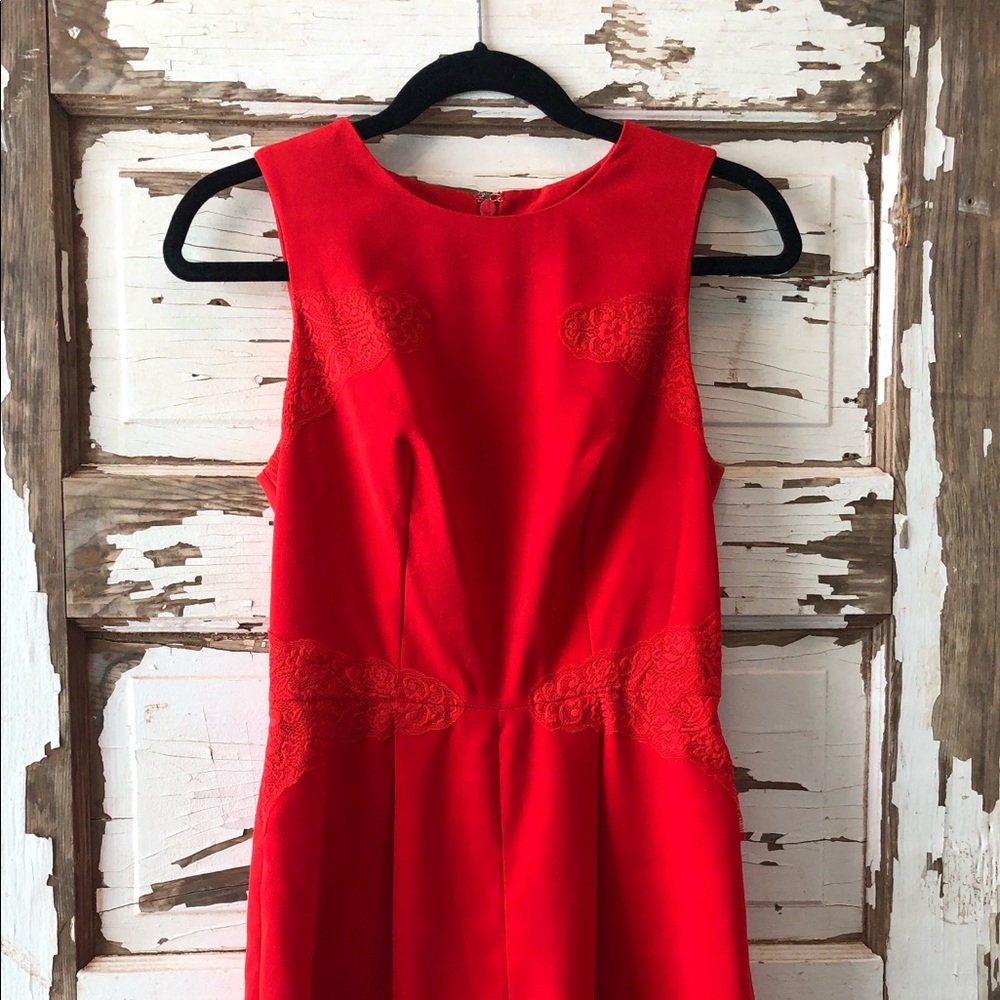 Red Lace Feminine Romper Topshop (B) - Picture 4 of 9